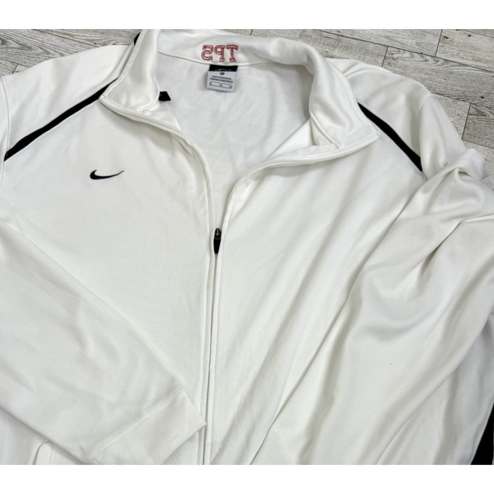 Nike Men's Dri-Fit XL White/Black Track Jacket Full Zip Soccer Football Golf TPS